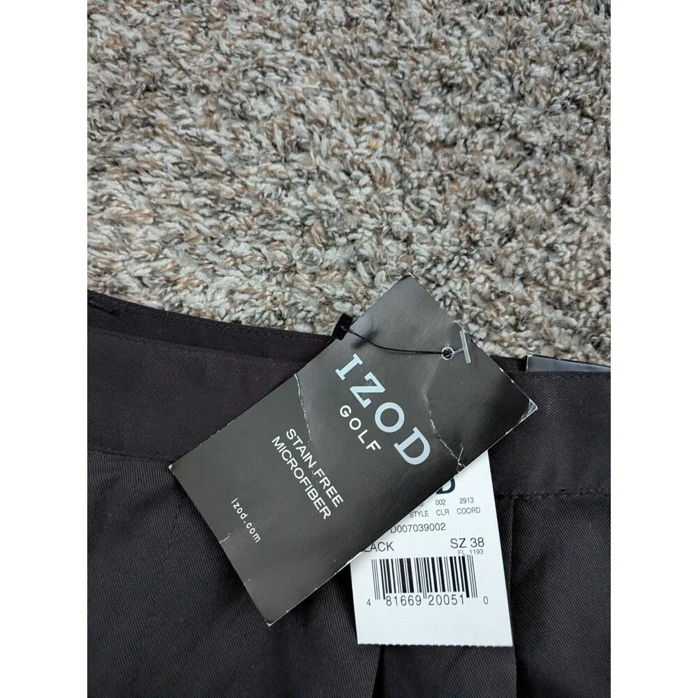 Izod Golf‎ Flat Front Pleated Shorts Men's Black Size 38 NWT